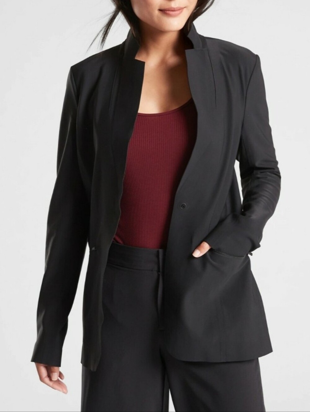 NEW Athleta Interstellar Blazer Zip Pocket Snap Closure Athleisure Size 14